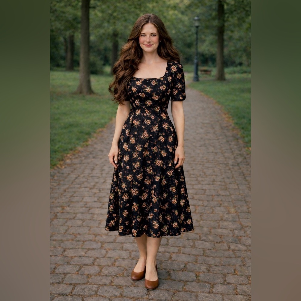 Women’s black floral size 26/28 short sleeve dress